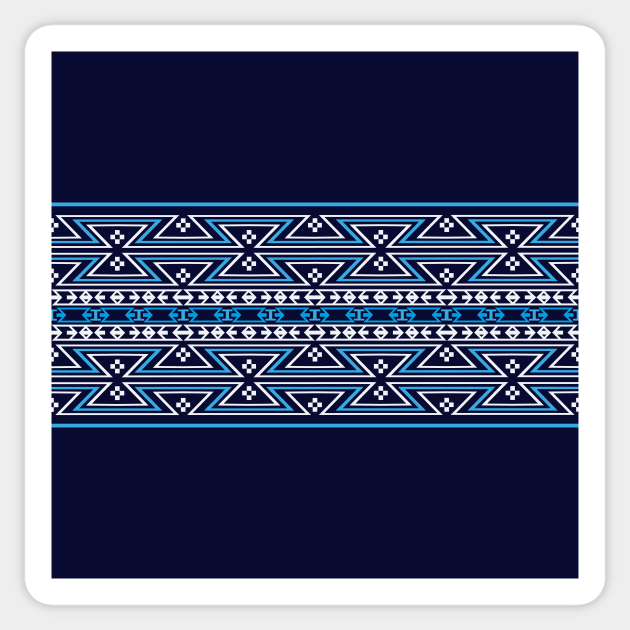 Native American Traditional Ethnic Tribal Geometric Navajo Blanket Motif Pattern Blue Sticker by oknoki